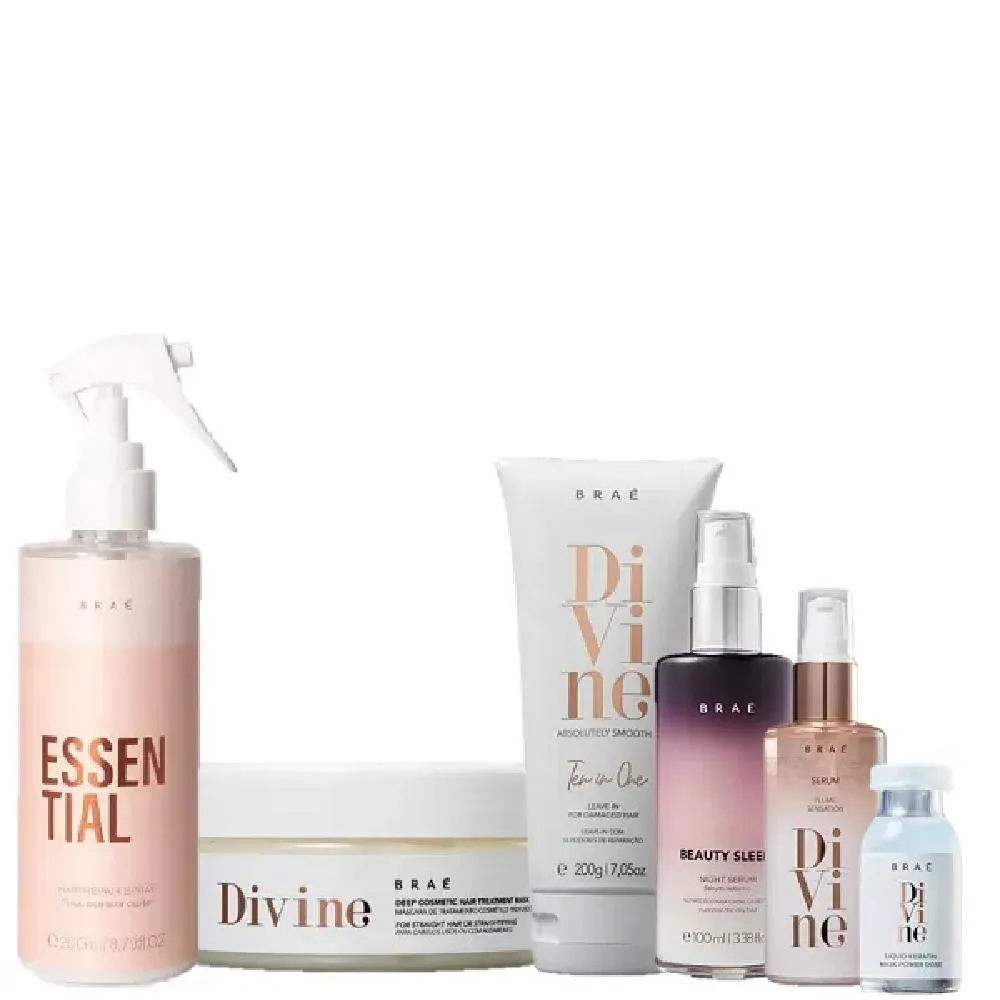 Braé Divine Máscara 200G Leave In 200G Sérum 60ml Ampola 13ml Essential 260ml E Beauty Sleep 100ml