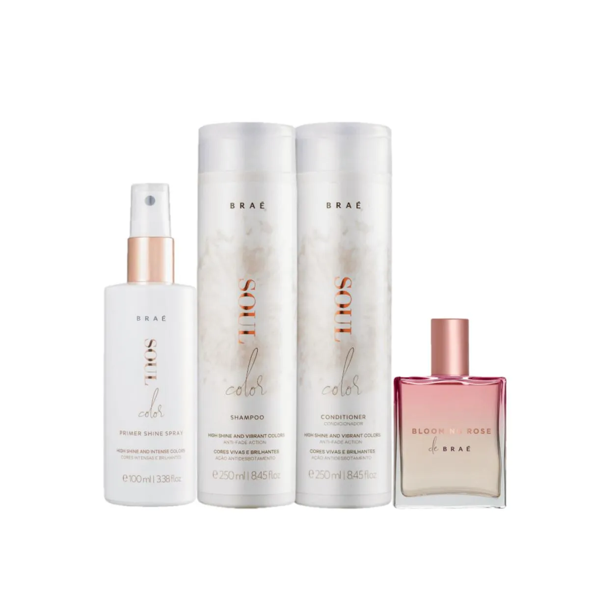 Kit Braé Soul Color Blooming Rose Prime Shine (4 Produtos)