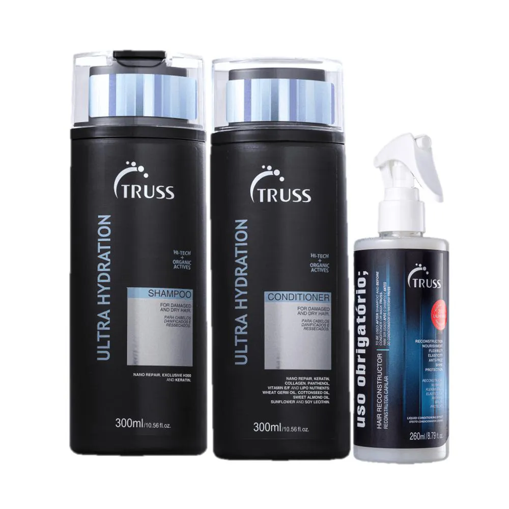 Kit Truss Ultra Hydration Shampoo 300ml + Condicionador 300ml + Leave-In Uso Obrigatório 260ml