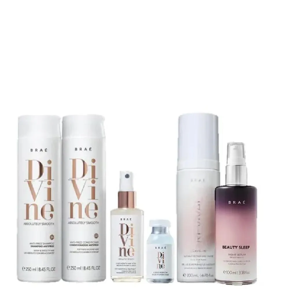 Braé Divine Duo 250ml Queratina Liquida 60ml Ampola 13ml Leave - In Revival 200ml E Beauty Sleep 100ml