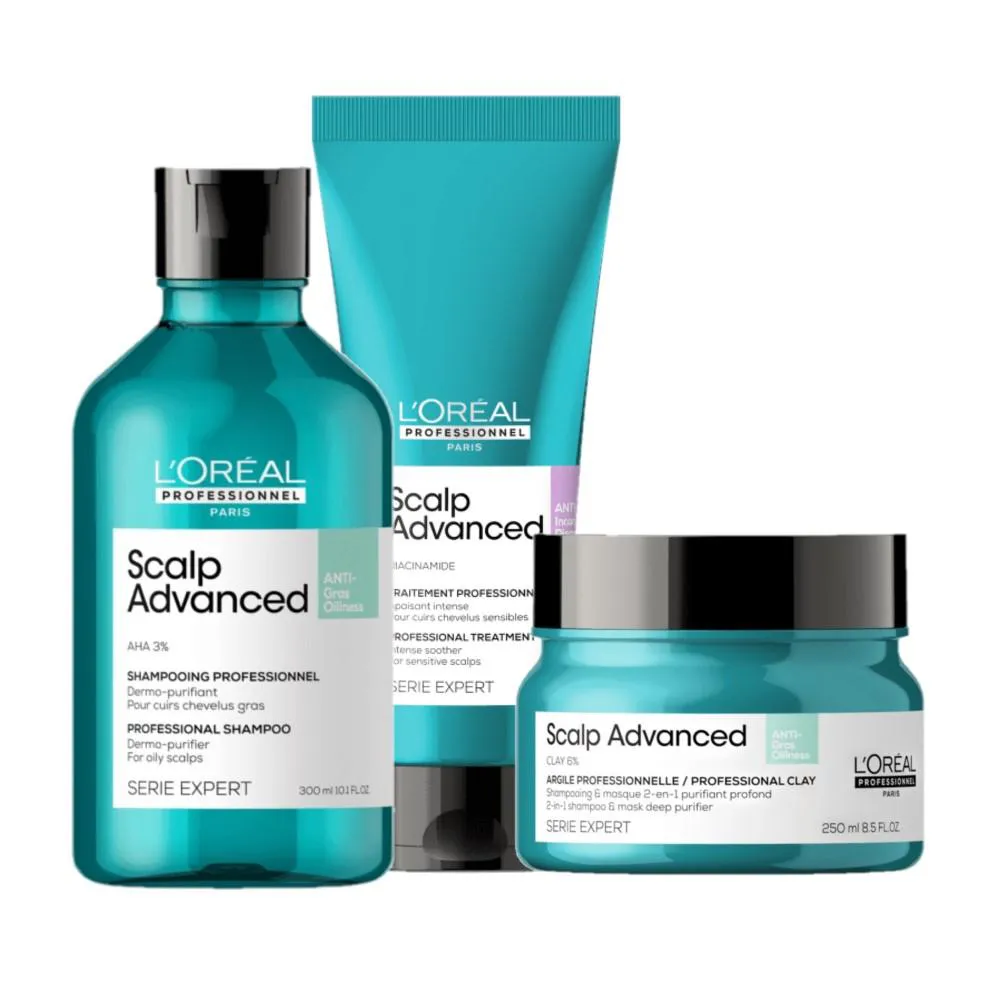 Kit L'Oréal Professionnel Scalp Advanced Gras Oilines Discomfort  Mask P (3 Produtos)