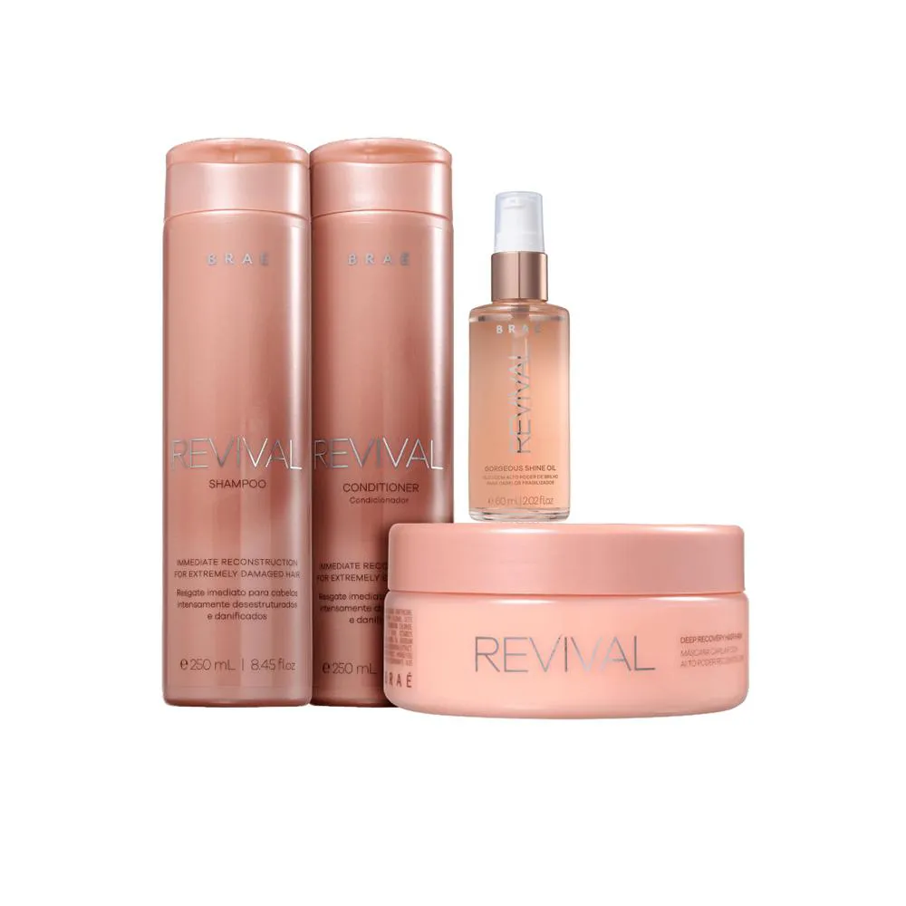 Braé Revival Shampoo+Cond 250ml+Masc 200ml+Shine Oil 60ml