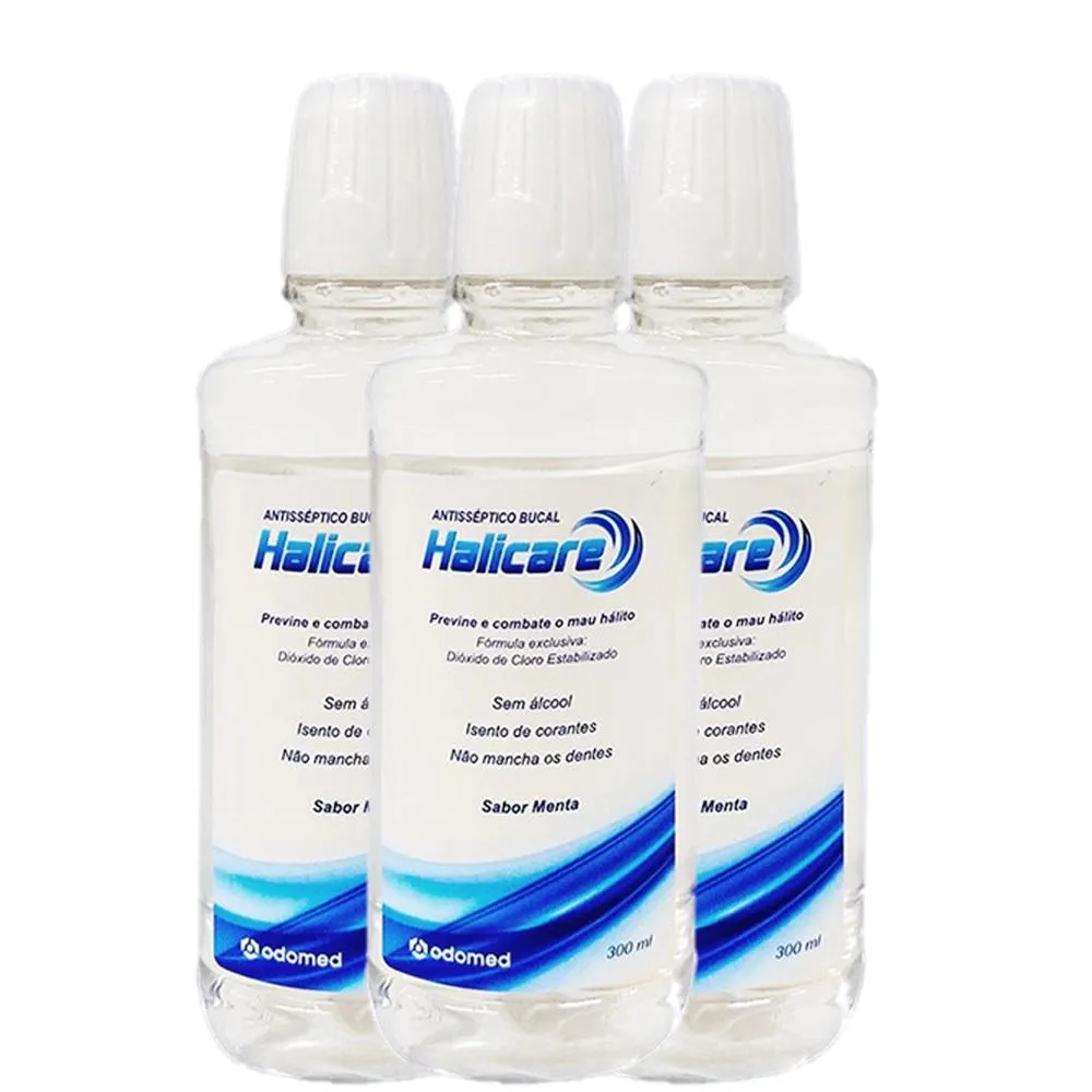 Kit 3 Enxaguante Bucal Odomed Halicare 300ml