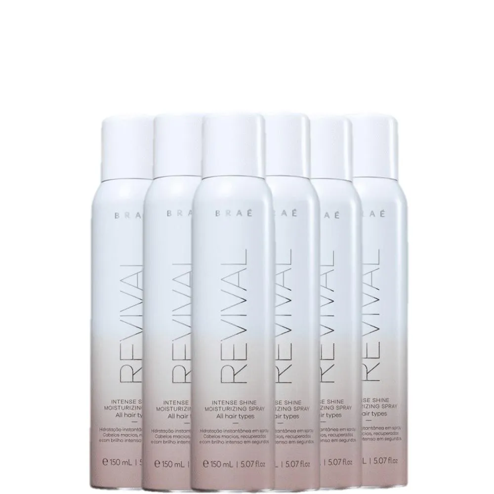 Kit Braé Revival Intense Shine - Spray Leave - In De Brilho 150G (6 Unidades)
