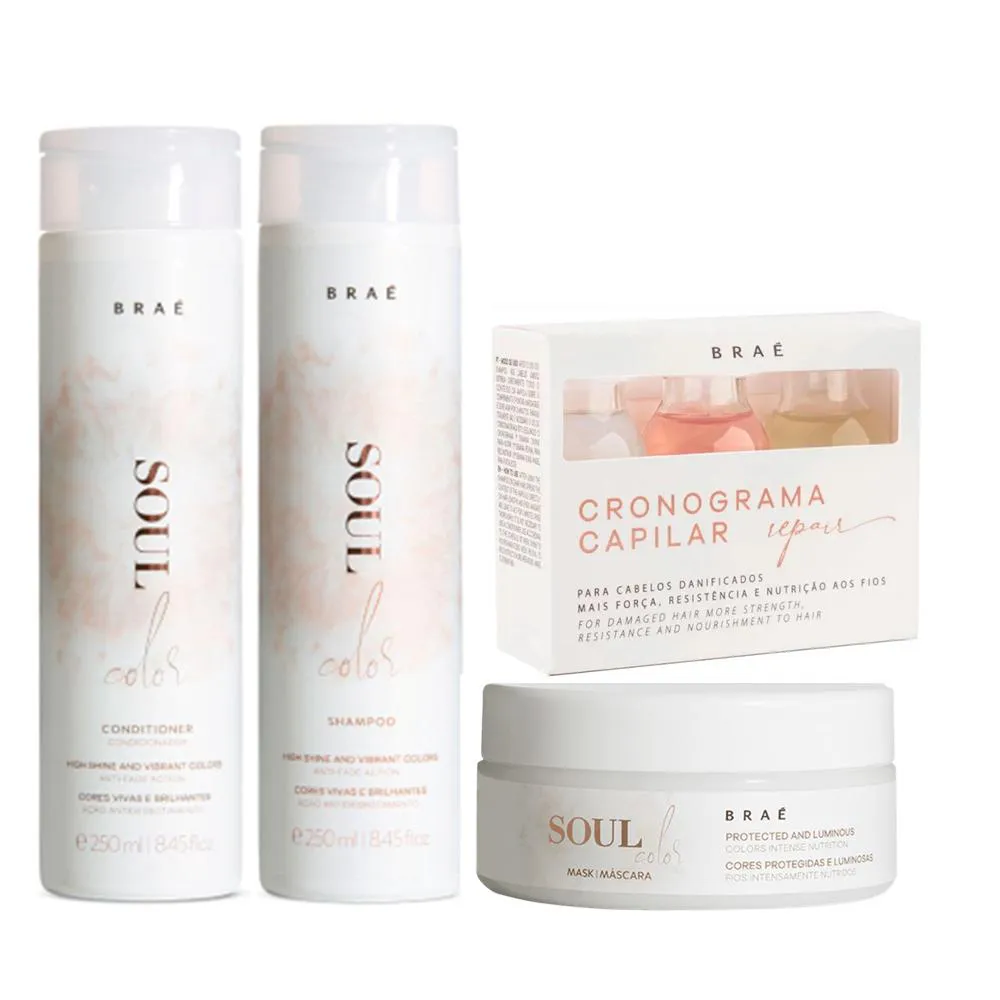 Braé Soul Color Kit Home Care Trio E Cronograma Capilrar Repair (4 Produtos)