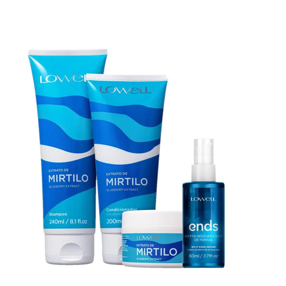 KIT LOWELL EXTRATO DE MIRTILO HOME CARE REGENERADOR HIDRATANTE (4 PRODUTOS)