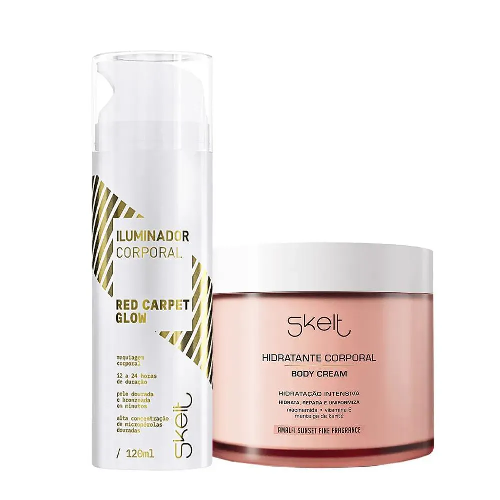 KIT SKELT RED CARPET GLOW HIDRATANTE CORPORAL AMALFI SUNSET INSTANTâNEO (2 PRODUTOS)