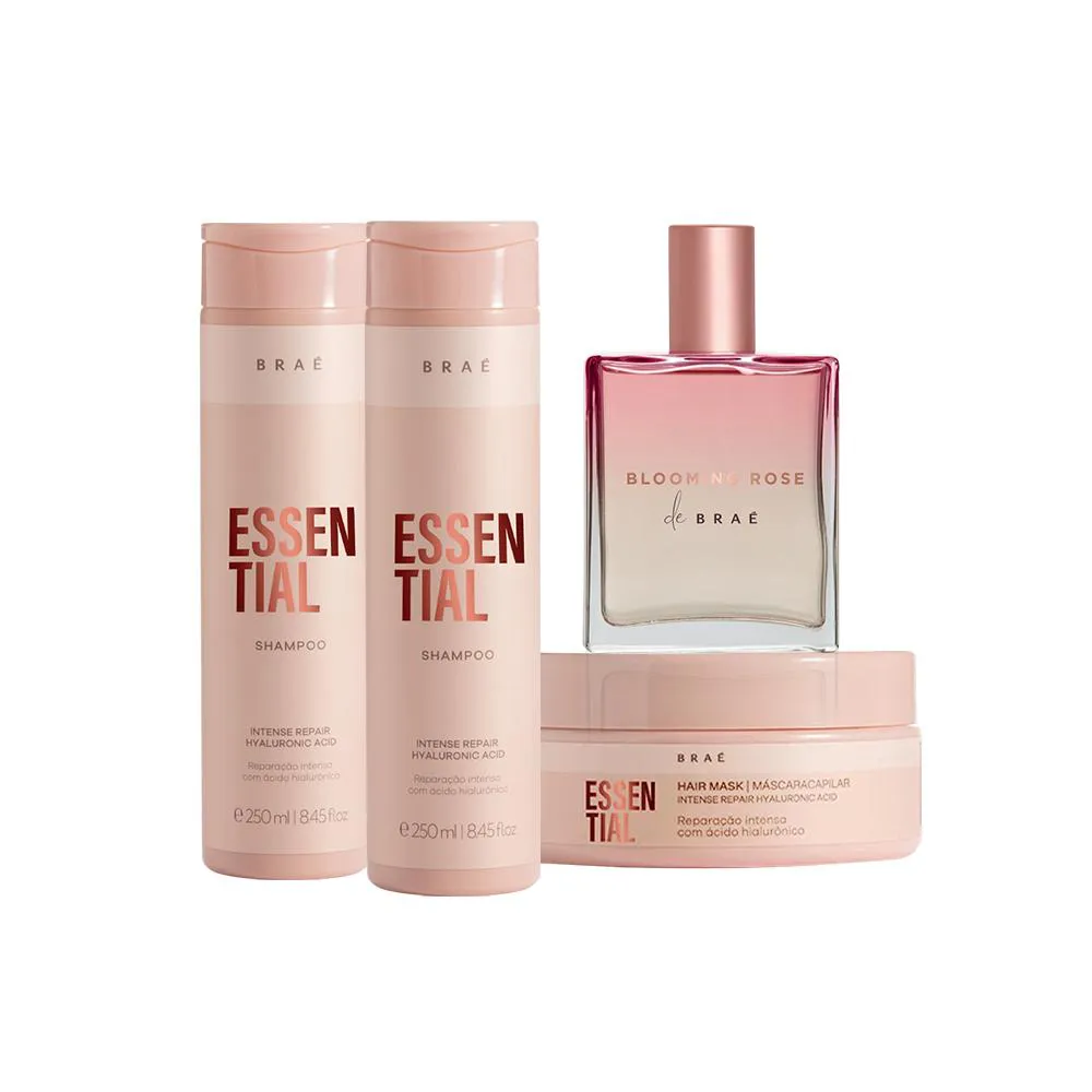 Kit Braé Essential Blooming Rose Cabelos Perfumados (4 Produtos)