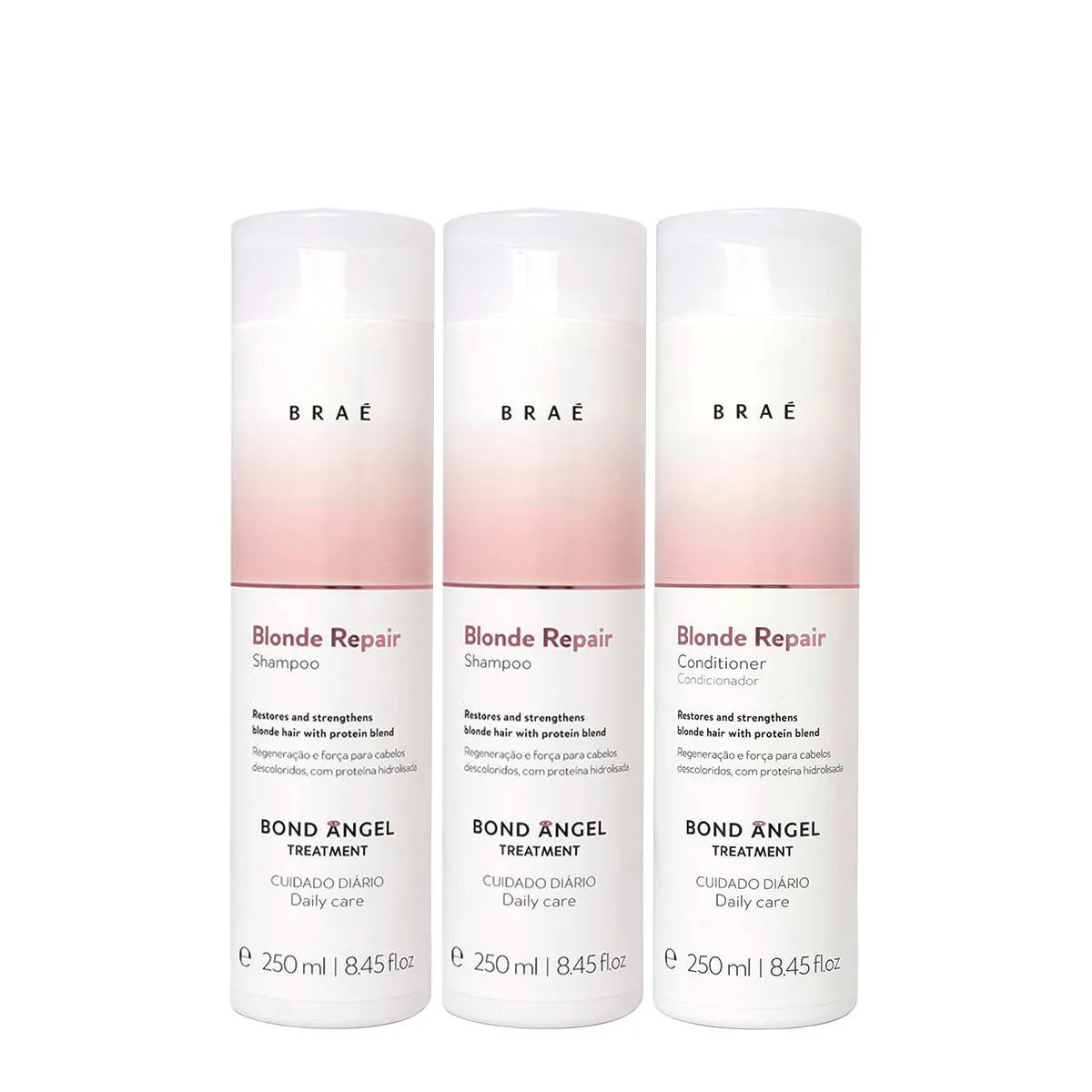Kit Braé Blond Repair Shampoo Extra E Condicionador (3 Produtos)