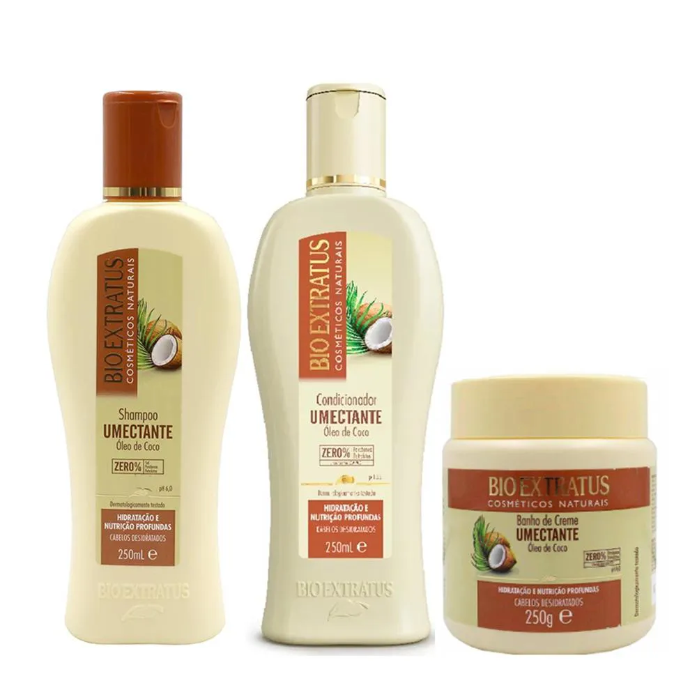 Kit Bio Extratus Óleo de coco (Shampoo+Condicionador+Banho De Creme 250G)