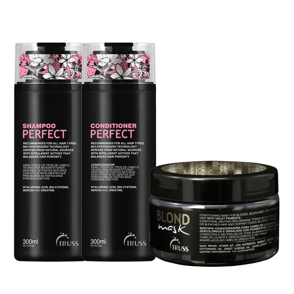 Truss Perfect Kit Shampoo Condicionador 300ml E Mascara Blond 180G