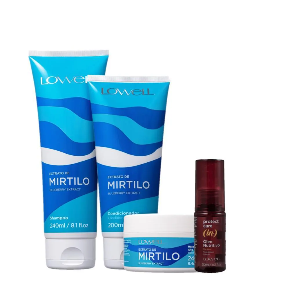 KIT LOWELL EXTRATO DE MIRTILO HOME CARE PROTEçãO NUTRITIVA (4 PRODUTOS)
