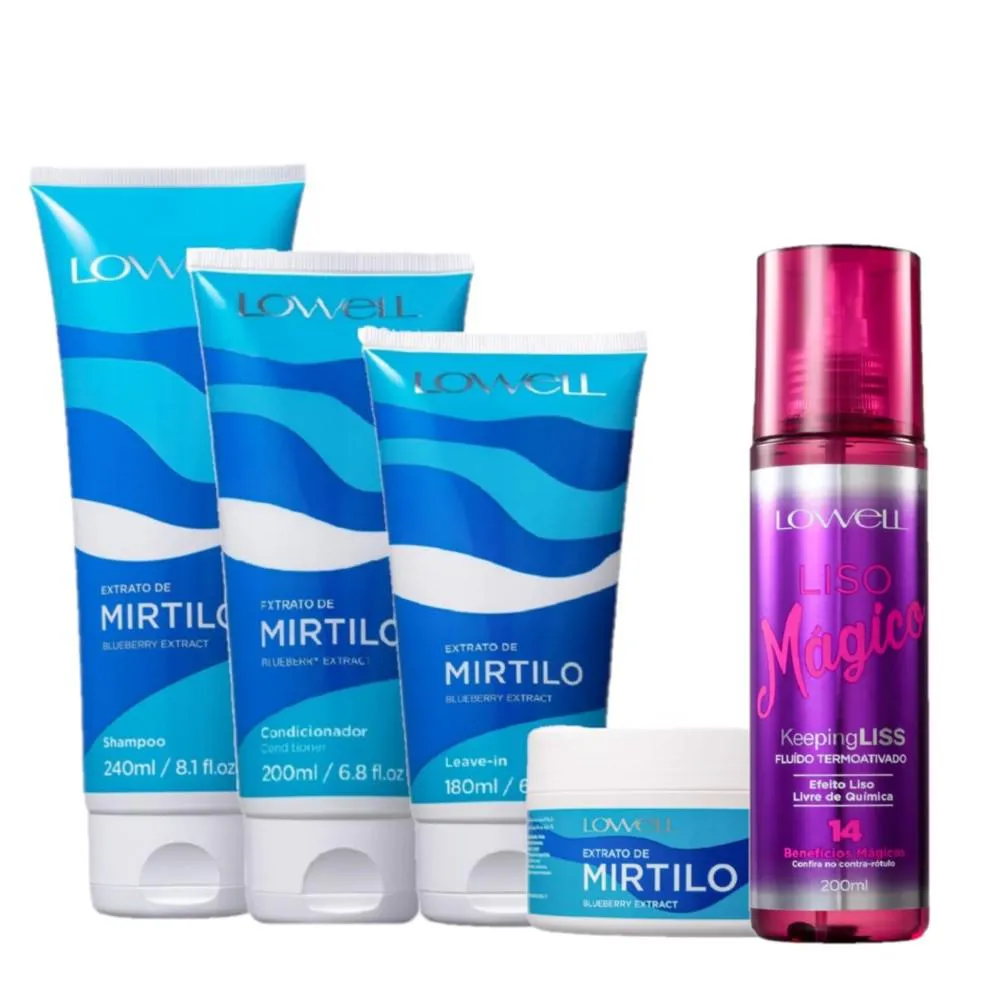 KIT LOWELL EXTRATO DE MIRTILO HOME CARE TERMOATIVADO COMPLETO (5 PRODUTOS)