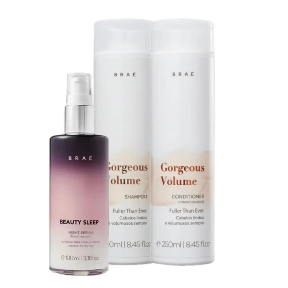 Braé Gorgeous Volume Duo 250ml E Beauty Sleep 100ml ( 3 Produtos)