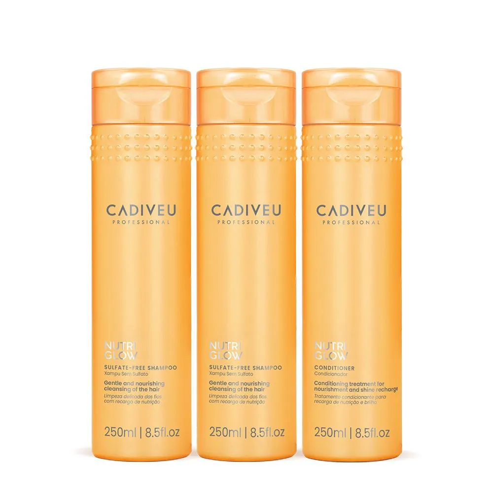 KIT CADIVEU PROFESSIONAL NUTRI GLOW SHAMPOO EXTRA E CONDICIONADOR (3 PRODUTOS)