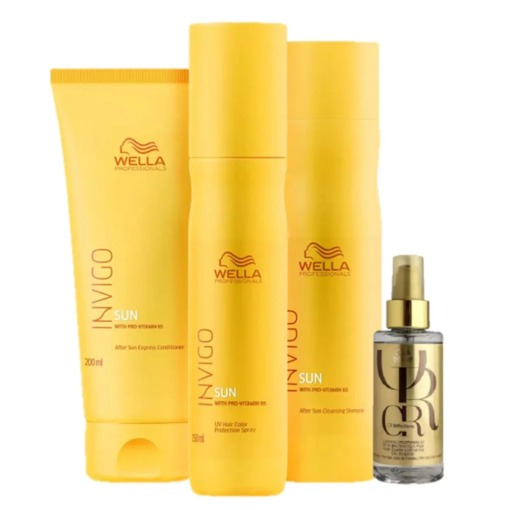 Wella Professionals Invigo Sun Kit Completo E Oil Reflections 100ml 4 Produtos