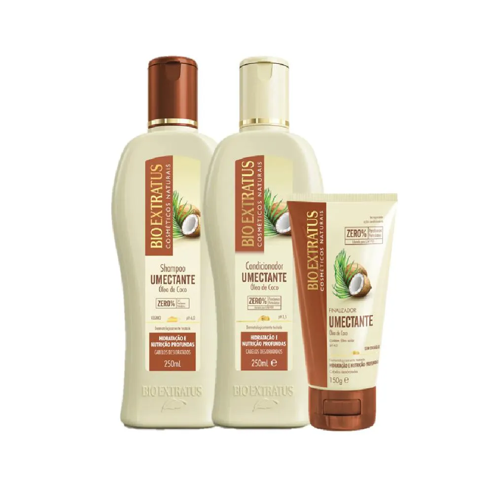 Bio Extratus Umectante Óleo de coco (Shampoo+Condicionador 250G+Finalizador 150G)