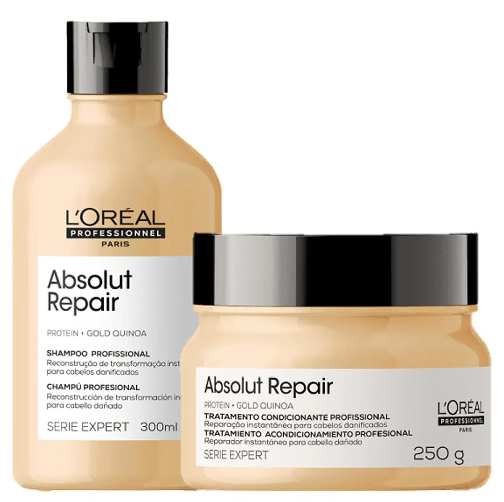 Kit L'Oréal Professionnel Serie Expert Absolut Repair Gold Quinoa + Protein - Shampoo 300ml E Máscara Capilar 250ml