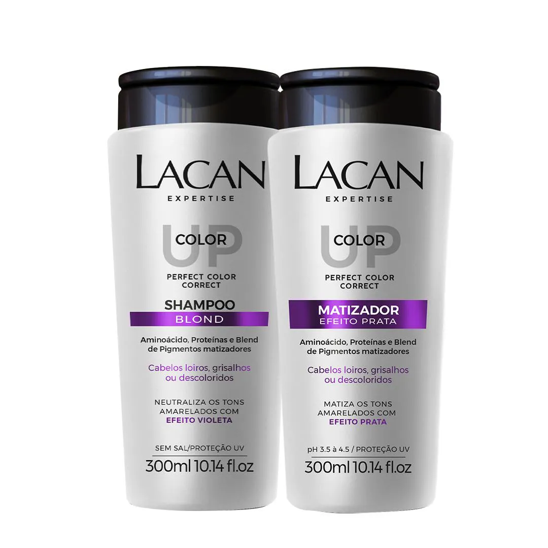KIT LACAN COLOR UP MATIZADOR EFEITO PRATA E BLOND SHAMPOO DESAMARELADOR (2 PRODUTOS)