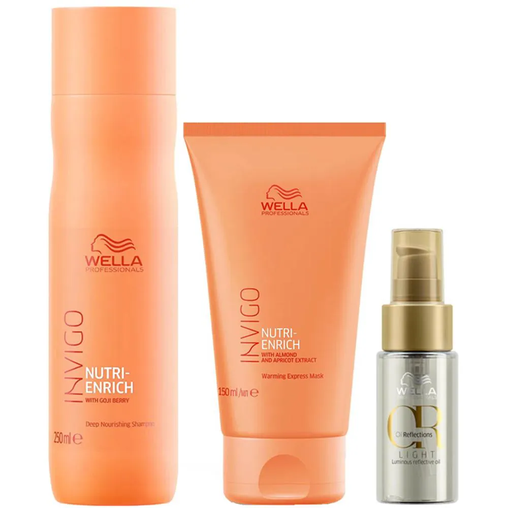 Wella Professionals Invigo Nutri - Enrich Shampoo 250ml+Mascara Warming Express 150ml+Oil Reflections Light 30ml