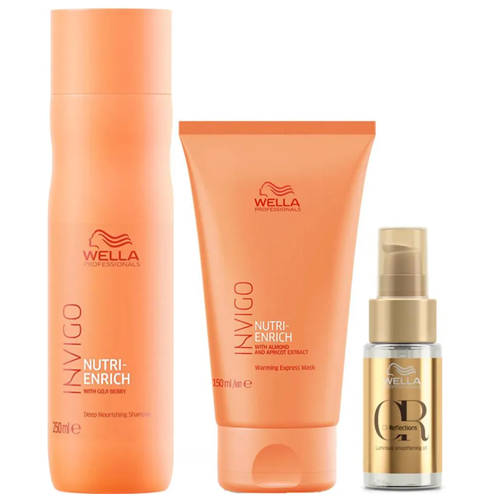 Wella Professionals Invigo Nutri - Enrich Shampoo 250ml+Mascara Warming Express 150ml+Oil Reflections 30ml