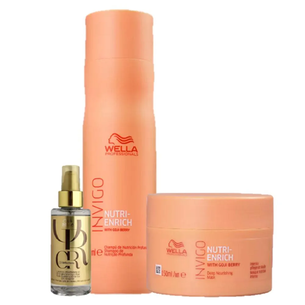 Wella Professionals Invigo Nutri - Enrich Shampoo 250ml Mascara 150ml E Oil Reflections 100ml