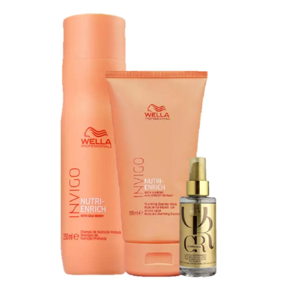 Wella Professionals Invigo Nutri - Enrich Shampoo 250ml Mascara Express 150ml E Oil Reflections 100ml