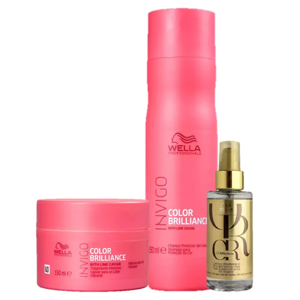 Wella Professionals Invigo Color Brilliance Shampoo 250ml Mascara 150ml E Oil Reflections 100ml