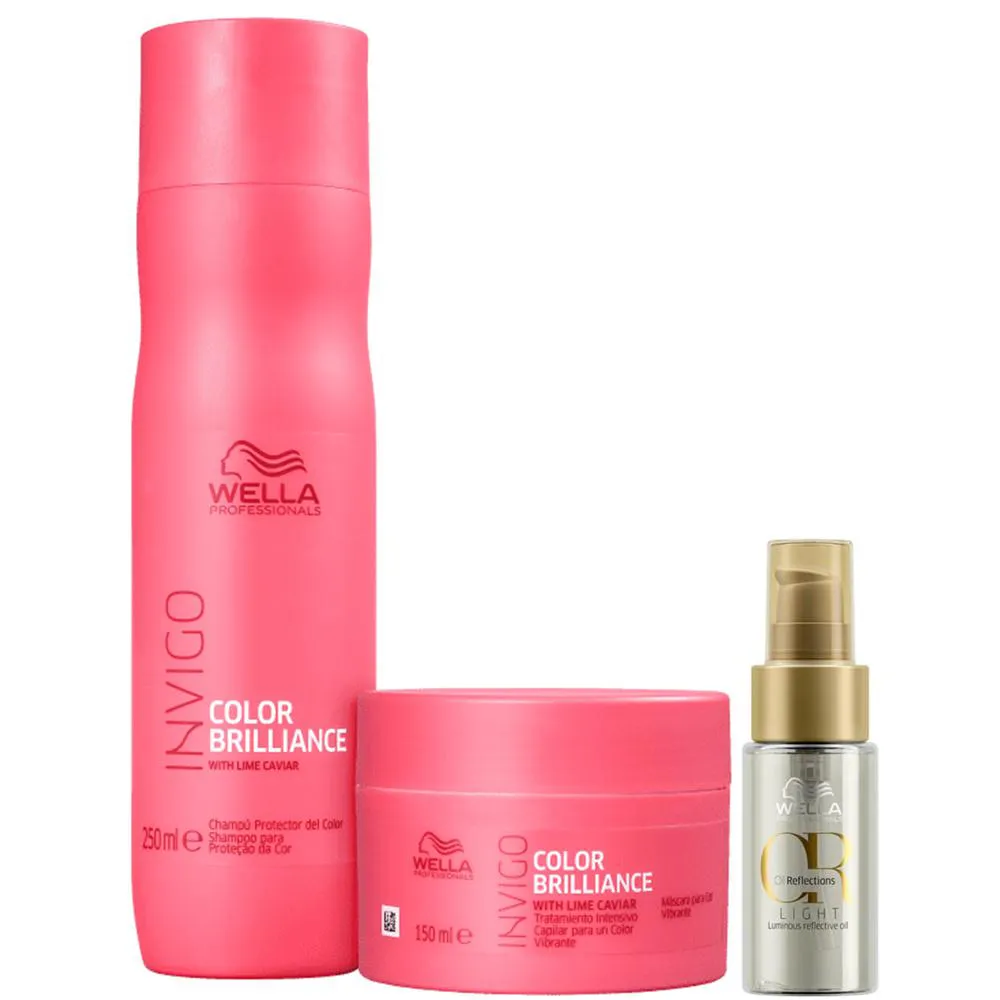 Wella Professionals Invigo Color Brilliance Shampoo 250ml+Mascara 150ml+Oil Reflections Light 30ml