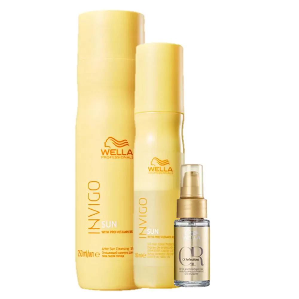 Wella Professionals Invigo Sun Shampoo 250ml Leave In 150ml E Oil Reflections 30ml