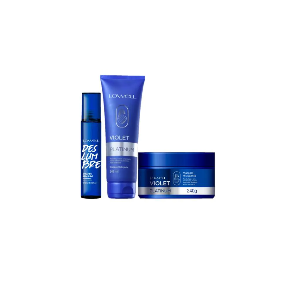KIT LOWELL VIOLET PLATINUM DESLUMBRE BRILHO (3 PRODUTOS)