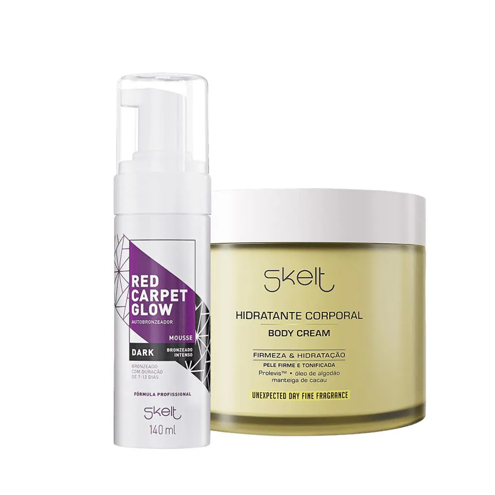 KIT SKELT UNEXPECTED DAY RED CARPET GLOW AUTOBRONZEADOR MOUSSE DARK (2 PRODUTOS)
