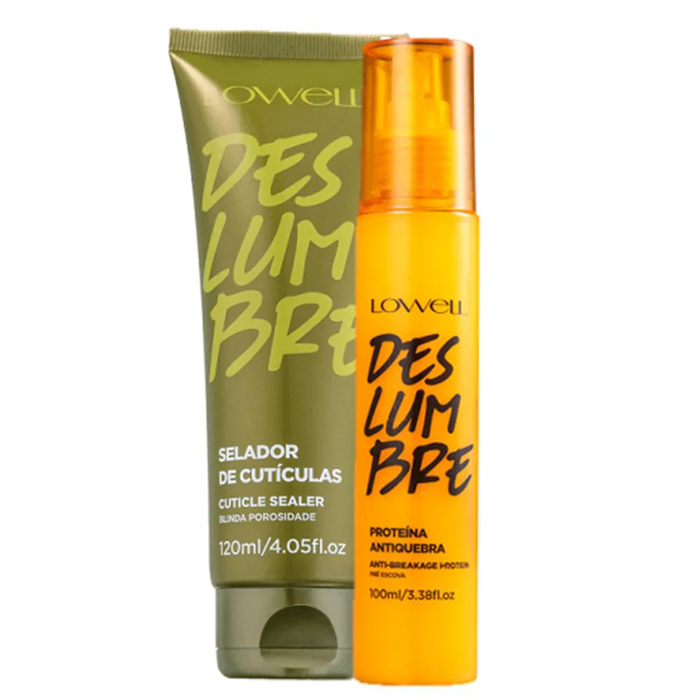 LOWELL DESLUMBRE LEAVE-IN SELADOR DE CUTICULAS 120ML E PROTEINA ANTI QUEBRA 100ML 2 PRODUTOS