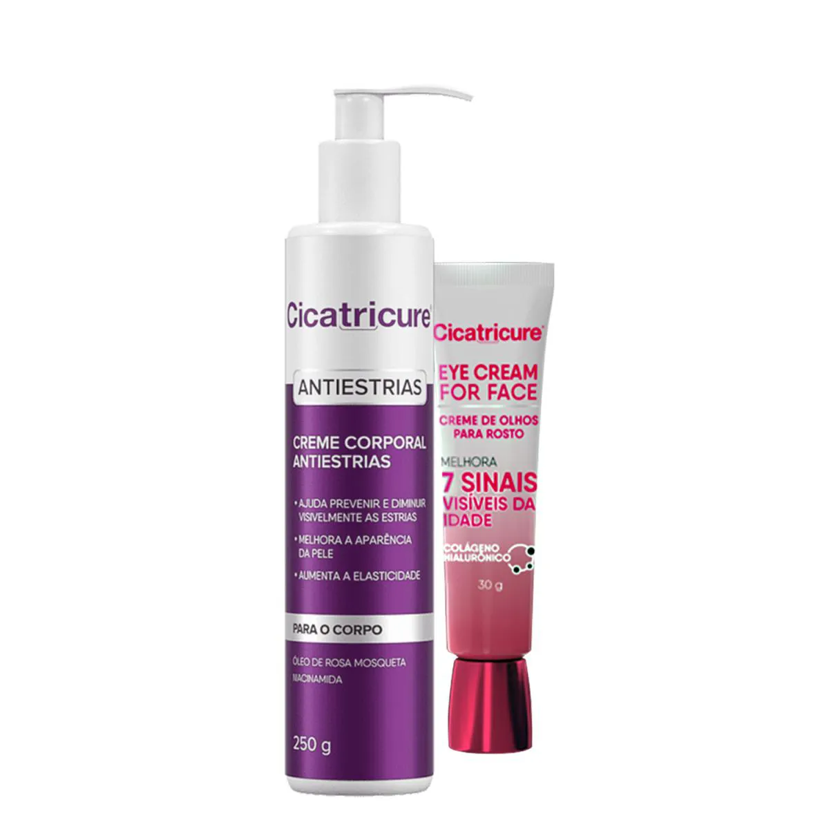 KIT CICATRICURE ANTIESTRIAS E EYE CREAM FOR FACE (2 PRODUTOS)