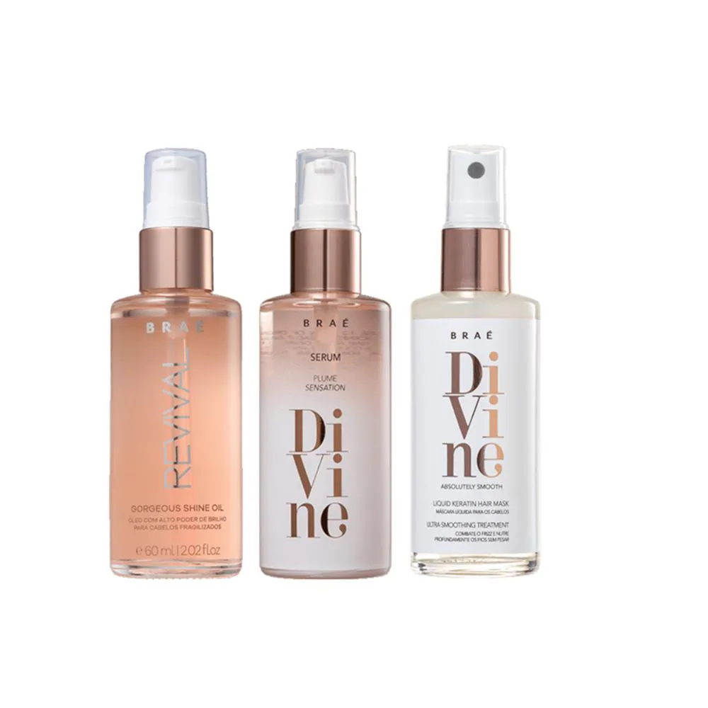 Kit Braé Cronograma Capilar Oleo Capilar Revival Divine E Queratina Liquida 60ml