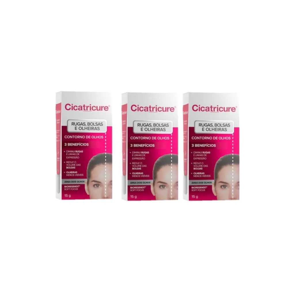 CICATRICURE CONTORNO DOS OLHOS  - RUGAS, BOLSAS E OLHEIRAS 15G ( 3 UNIDADES)