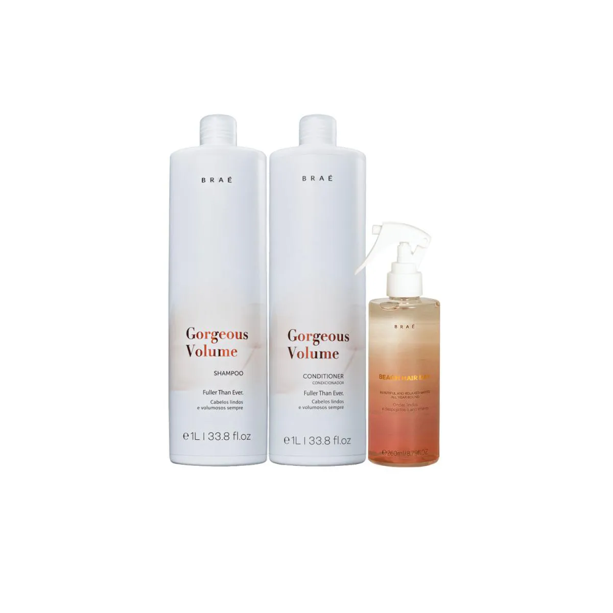 Kit Braé Gorgeous Volume Salon Duo Beach Hair (3 Produtos)