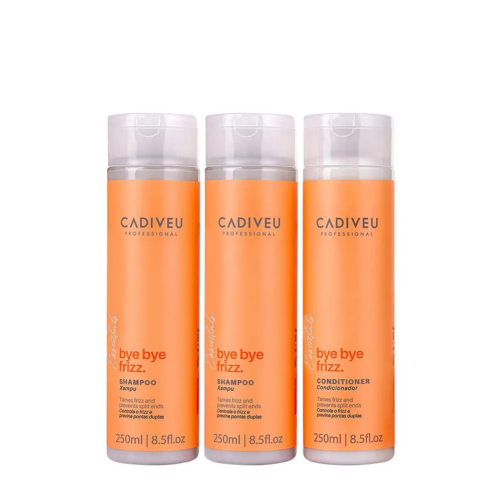 KIT CADIVEU PROFESSIONAL BYE BYE FRIZZ SHAMPOO EXTRA E CONDICIONADOR (3 PRODUTOS)