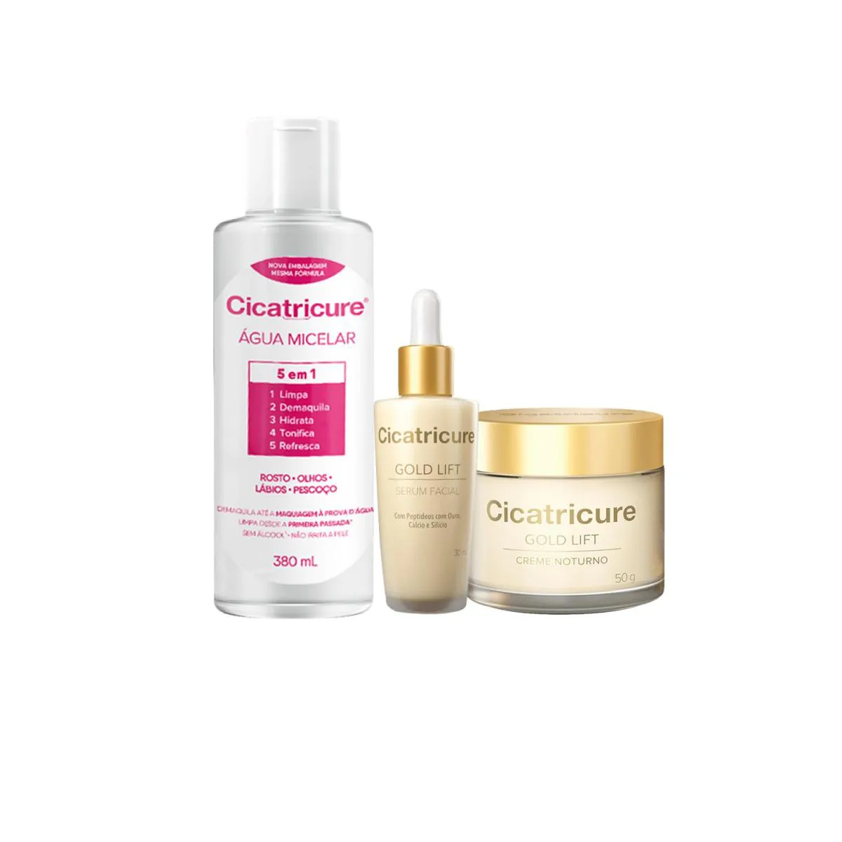 KIT CICATRICURE GOLD PELE LIFT NOTURNO (3 PRODUTOS)