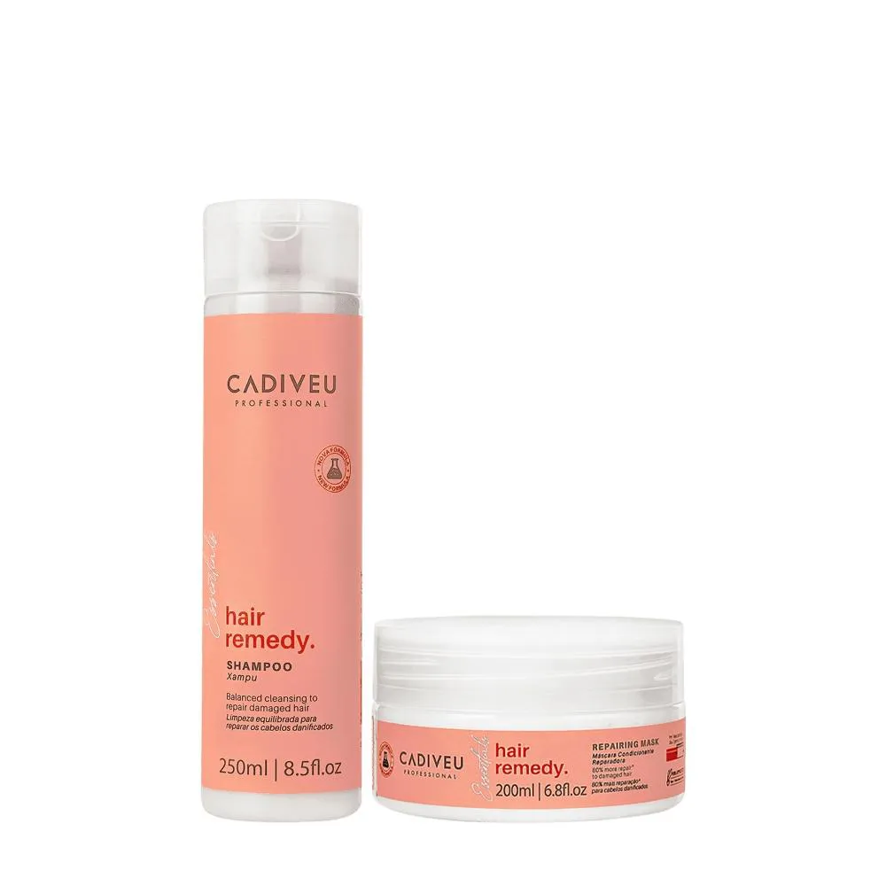 KIT CADIVEU PROFESSIONAL HAIR REMEDY SHAMPOO E MáSCARA (2 PRODUTOS)