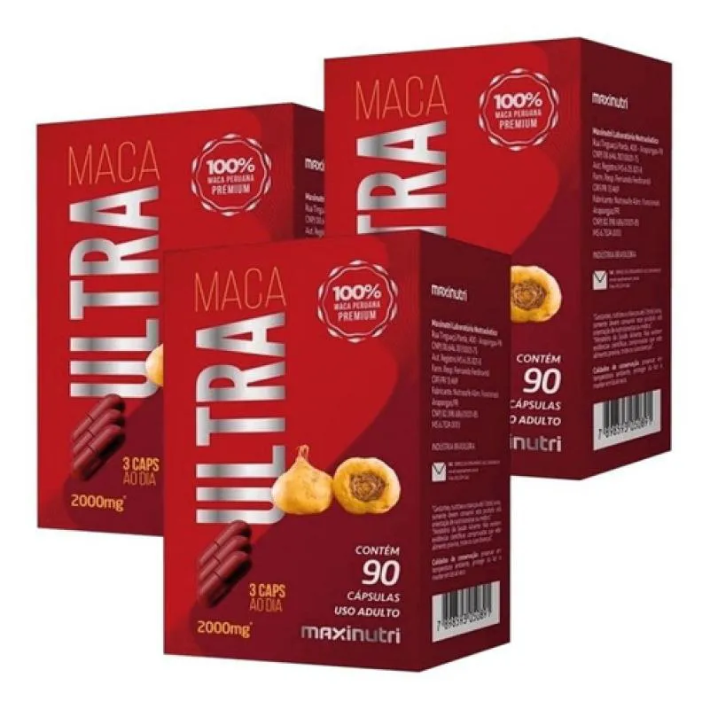 Kit 3 Maca Peruana Ultra 2000mg Maxinutri 90 Cápsulas