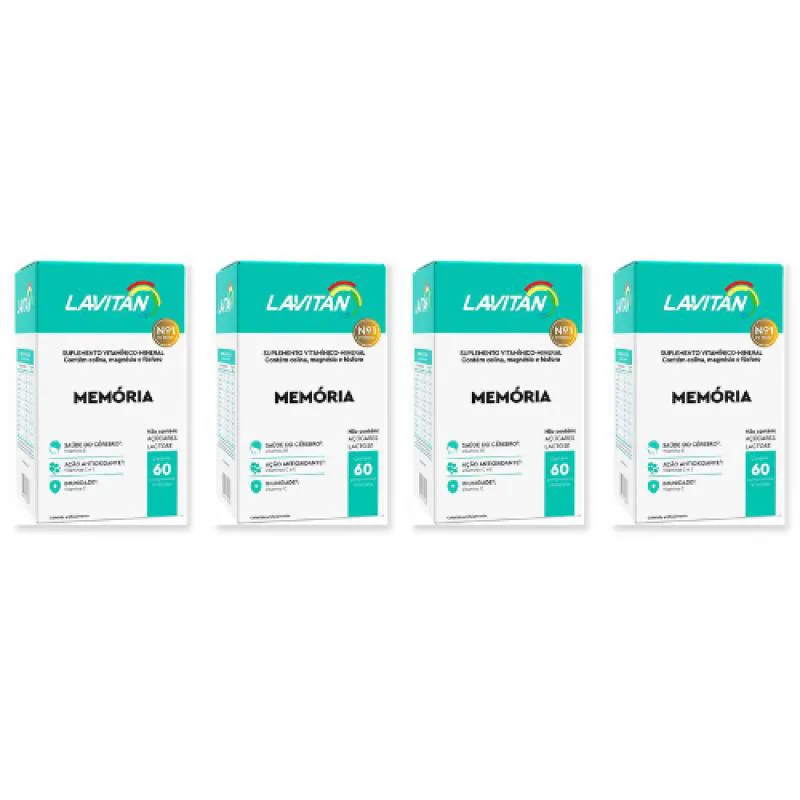 KIT 04 UNIDADES LAVITAN MEMóRIA COM 60 COMPRIMIDOS CADA