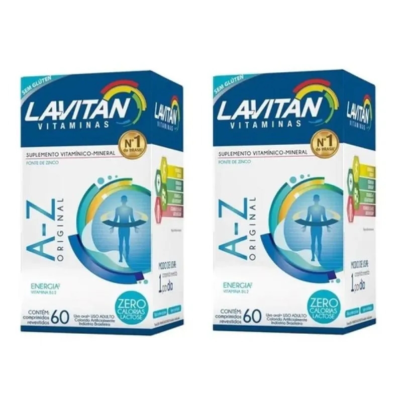 KIT 02 UNIDADES LAVITAN A-Z ORIGINAL CIMED COM 60 COMPRIMIDOS CADA