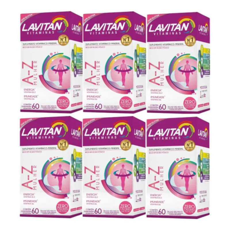 KIT 06 LAVITAN AZ MULHER MULHER CIMED COM 60 COMPRIMIDOS CADA