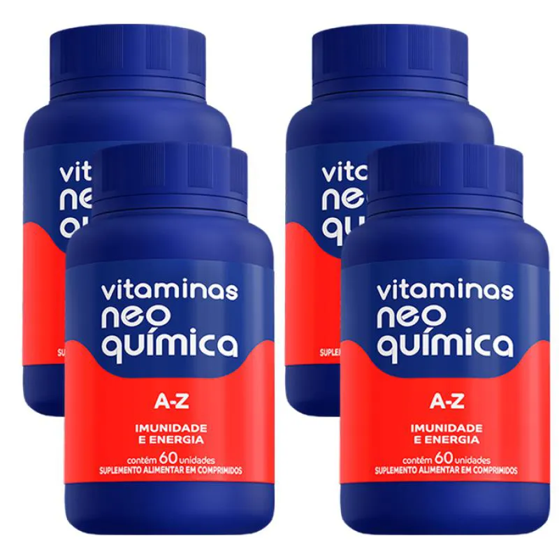 KIT 04 UNIDADES DE VITAMINA NEO QUíMICA AZ IMUNIDADE E ENERGIA 60 CáPSULAS