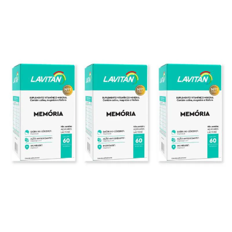 KIT 03 UNIDADES LAVITAN MEMóRIA COM 60 COMPRIMIDOS CADA