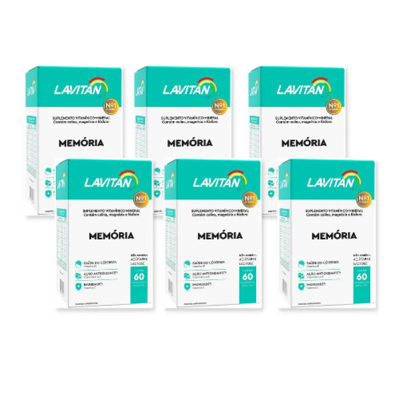 KIT 06 UNIDADES LAVITAN MEMóRIA COM 60 COMPRIMIDOS CADA