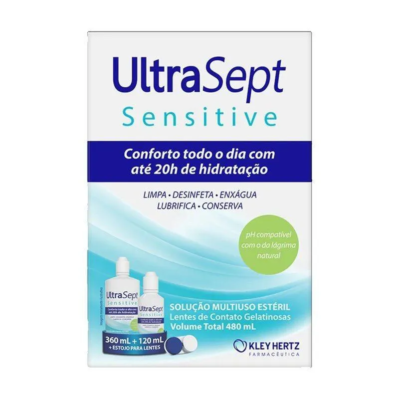 SOLUCAO PARA LENTE ULTRASEPT SENSITIVE 480ML E ESTOJO