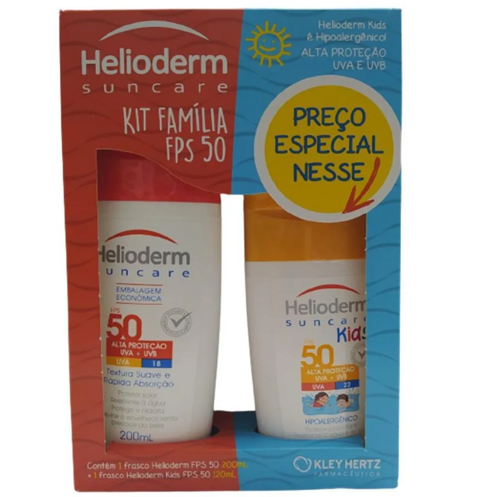 KIT HELIODERM FAMILIA ADULTO FPS 50 200ML+ KIDS FPS 50 120ML