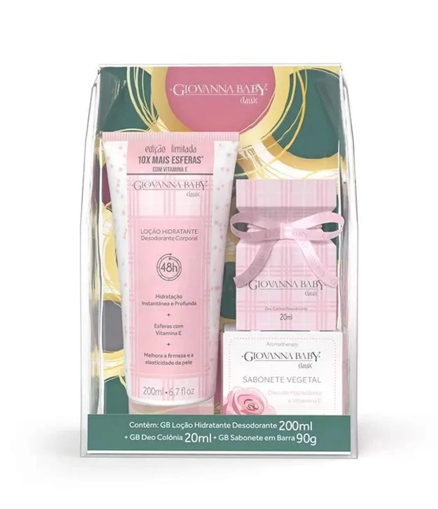 KIT LOçãO HIDRATANTE COLôNIA SABONETE CLASSIC GIOVANNA BABY